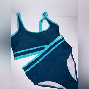 BMJL New/NWT Women's High Waisted Hunter Green & Mint‎ Green Bikini size Small